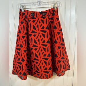 Eva Franco Mariner A-Line Skirt Orange and‎ Blue Size 0